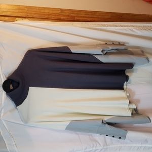 Alfani oversized long large sweater gray off white color block (c1)